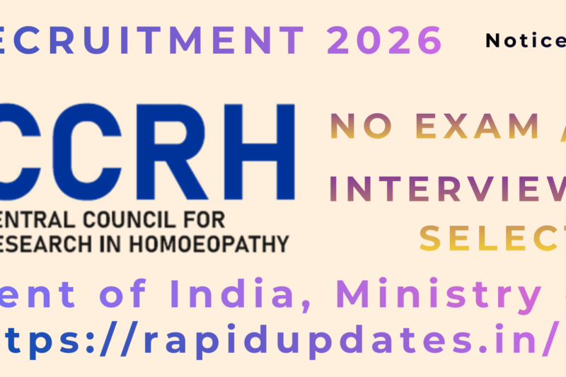 CCRH Recruitment 2026 Walk-In Interview Official Notification