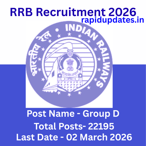 RRB Recruitment 2026: almost 22,195 opportunities in Group D. Last Date: March 22, 2026