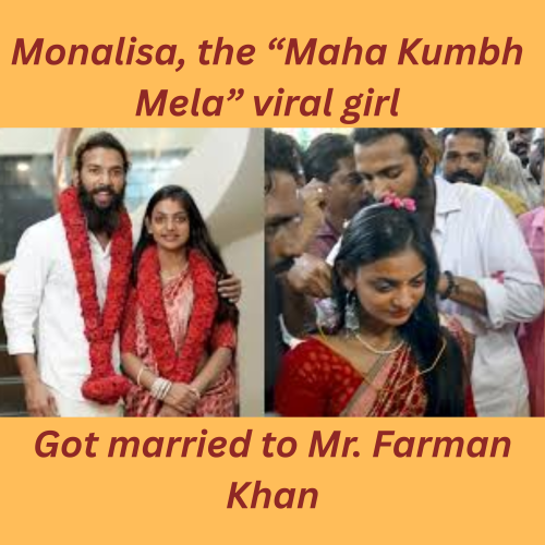 Monalisa “Maha Kumbh Mela” viral girl got married to Mr. Farman Khan at Kerala in Arumanoor Sree Nainar Deva temple against herself family